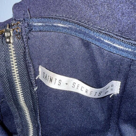 SAINTS & SECRETS Chosen Strapless Wide Leg Jumpsuit Navy Night out Party SMALL - Picture 7 of 11